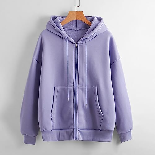 Sweats à capuche femme violet taille M pull ample uni avec fermeture - 2