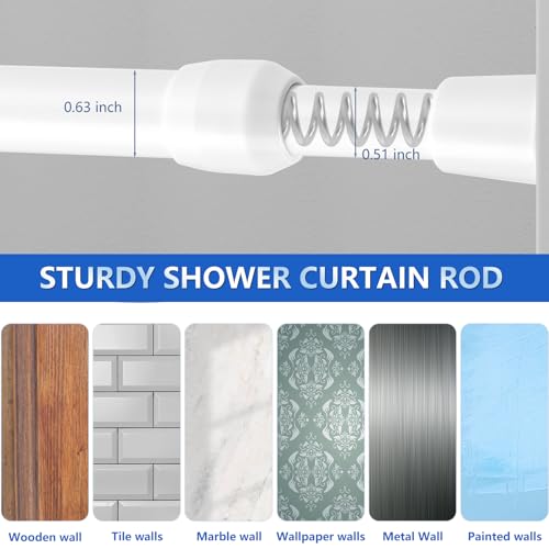 Image of Goowin Tension Curtain Rod 22 to 36 Inch, 5 /8 inch Diameter No Drilling Small Tension Rod, Expandable Spring Loaded Curtain Rods, Rods for Closet, windows, Cupboard, 4 Pack, White