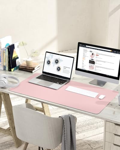 Image of Writing Desk Pad Protector, YSAGi Anti-Slip Thin Mousepad for Computers,Office Desk Accessories Laptop Waterproof Desk Protector for Office Decor and Home (Pink, 35.4 inch x 17 inch)