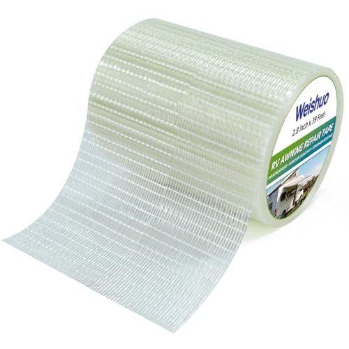 Weishuo Cinta de Reparación de Toldos 8cm x 12m Cinta de Reparación de Tela Fuerte de Fibra de Vidrio Impermeable Parche para Tienda de Campaña Toldos de Carpa Lonas Kit de Reparación de Rasgaduras