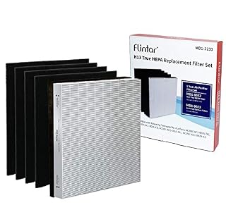 Flintar Replacement Filter Combo Pack, Compatible with Vornado Air Purifier, (1) H13 Grade Filtration MD1-0022 + (4) Activated Carbon Pre-Filter MD1-0023, 1-Year Set