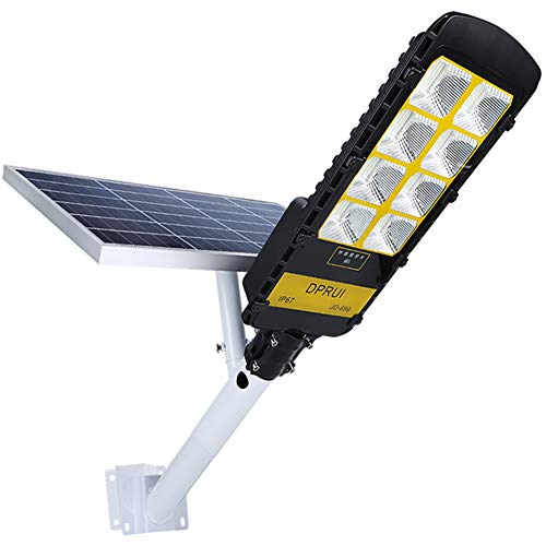 300W Solar Street Lights Outdoor, DPRUI IP67 448 LEDs 20000 Lumens and New Lithium Battery,Dusk to Dawn Security Flood Light Auto On Off with Remote Control, for Garden, Yard