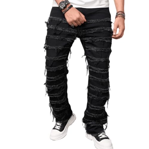 Loose Fit Jeans for Men Straight Leg High Waisted Y2K Stacked Denim Pants