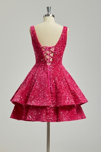 Sevintage Short 2025 Sparkly Sequin Homecoming Dress for Teen Tiered Corset Ball Prom Cocktail Party Gown2
