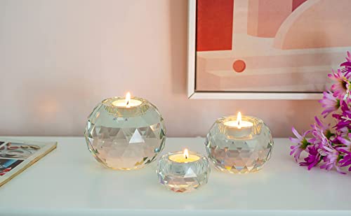 Sziqiqi Crystal Candle Holders For Tea Light Clear Votive Candle Holder Set Of 3 Glass Crystals Ball Decor For Dining Coffee Table Centerpiece, Wedding Decorations #TOP5
