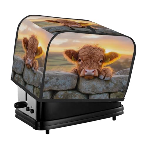 Toaster Cover 4 Slice Wide Slot High Mountain Cattle CowBread Toaster Oven Dustproof Cover Small Appliance Kitchen Covers Dust and Fingerprint Protection for Women Gift 4 Slice