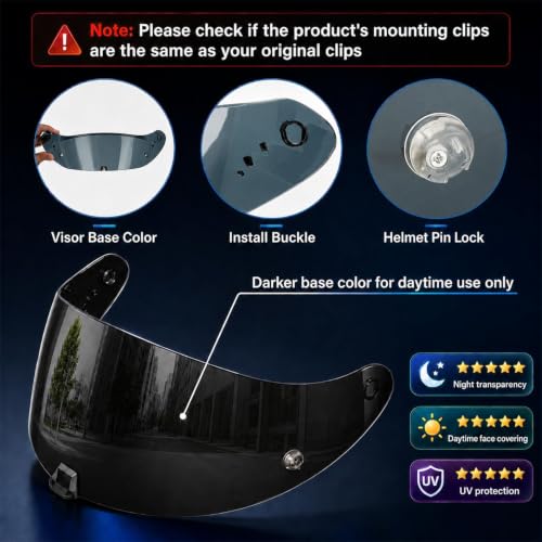 Image of PSLER Shatterproof Helmet Visor for R330 T520 ST1400 R1 Air 391,Black