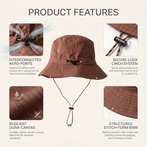 Image of Kraptick Adjustable Bucket Hat for Men - Wide Brim Sun Protection Safari Hat with Chin Strap for Outdoor, Fishing, Hiking, Trekking & Travel - Breathable Summer Boonie Cap