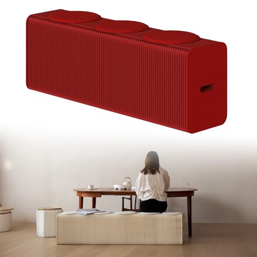 CTREVL アコーディオン 椅子 折りたたみ ペーパースツール 折りたたみ椅子 紙クラフト紙 長椅子 クッション付き 軽量 長さ1.5m/3m/6m 持ち運び簡単 耐久性 省スペース収納 組立不要 持ち運び便利 アコーディオンベンチ 多機能家具 リビング