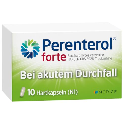 Perenterol forte 250 mg 10 Kapseln - Durchfall Medikament zur Vorbeugung & Behandlung von akutem Durchfall - entzündungshemmend - verhindert übermäßigen Flüssigkeitsverlust