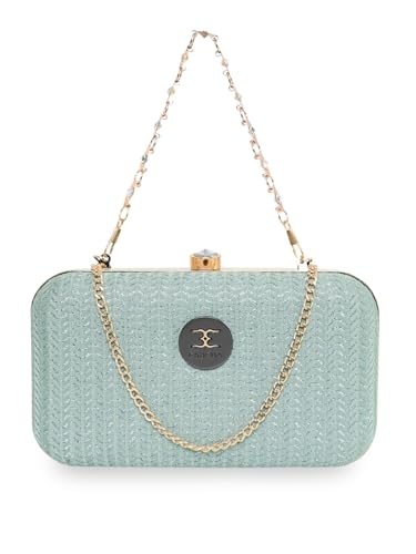 Image of ESBEDA Glitter Shine Oval shape Clutch Solid Pattern For Women | Gift For Women