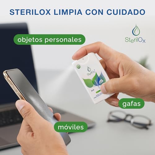 SterilOx 3 × 20 ml – Hygiene-Spray auf Basis von Hypochlorsäure (HOCl), ohne Alkohol, zur Handreinigung und Zubehör, Mini-Pack für Zuhause und Reisen