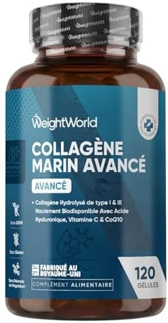 Collagène Marin Acide Hyaluronique, 120 Gélules - Peptides de Col...