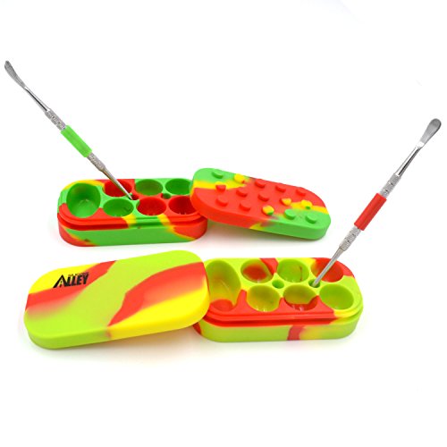 SILICONE ALLEY, 2 Carving Tool + 2 Tie Dye-Colored Multi-Compartment Wax Container