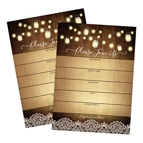 Your Main Event Prints 50 Rustic Wedding Invitations, Perfect For Bridal or Baby Shower, Rehearsal Dinner, Birthday Party, and Anniversary Parties Cover