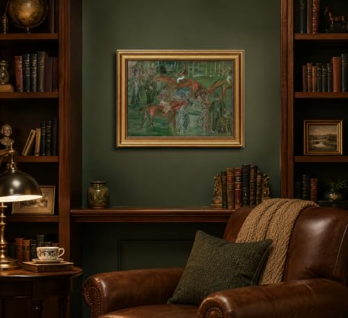 Image of Gold Framed 3D Textured Wall Art, Vintage Horse Racing Day Canvas Prints, Classic Abstract Equestrian Race Pictures Decor, English Country Jockey Gallery Artwork for Living Room Office Study 9x11in