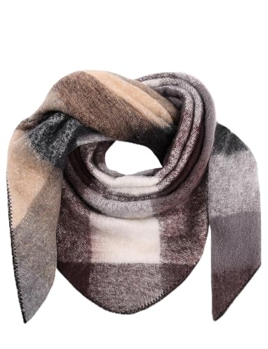 Voqeen Schal Damen Winter Dreieckstuch Lange Tartan Dreieck Schal Wrap Dicke Warme Damen Halstuch Weiche Stola Winterschal Decke Für Frauen