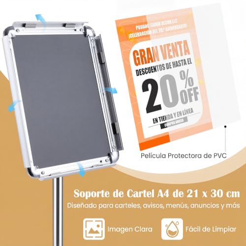 Expositor Publicitario de Pie que No Vuelca con Base Rellenable 6