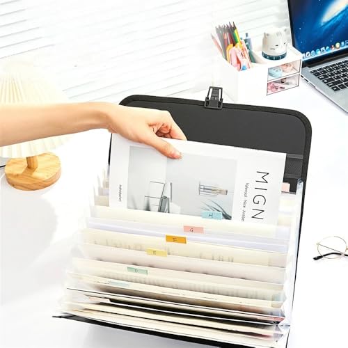 Sac de rangement de documents dossier d'organisation de bureau A4 bleu 13 poches - 4