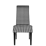 WONDERTIFY Black White Buffalo Check Chair Covers for Dining Room Rustic Vintage Gingham Plaid Tarta