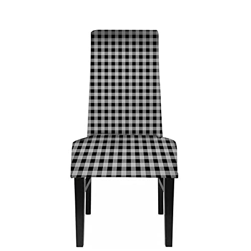 Wondertify Black White Buffalo Check Chair Covers For Dining Room Rustic Vintage Gingham Plaid Tartan Stretch Slipcovers Chair Protector Decor For Home And Banquet #TOP6