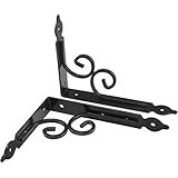 Estilo de diseño: artesanía europea, diseño multifuncional retro y elegante, puede complementar su sala de estar, estudio, habitación infantil, oficina, sala de estar, baño o cocina.Los soportes de la repisa en forma de L están diseñados con motivos florales triangulares y el centro Las piezas están especialmente soldadas para aumentar la resistencia de los soportes.