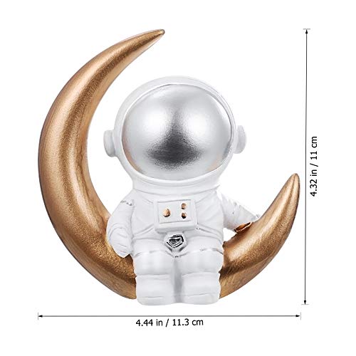 Amosfun Astronaut Figurine Resin Moon Spaceman Model Ornament Car Interior Figure For Astronaut Party Cake Topper Table Decoration (Gold) #TOP1