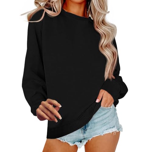 Image of Women Crew Neck Sweatshirts Fall Casual Oversized Sweat Shirts Long Sleeve Cute Preppy Sweatshirt Comfort Pullover
