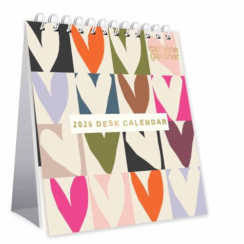 Calendario de escritorio 2026 de Caroline Gardner Hearts & Mixed Prints