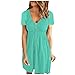 Abito estivo da donna, abito estivo da donna, elegante, alla moda, casual, a maniche corte, scollo rotondo, con bottoni, lunghezza al ginocchio, abito da spiaggia, Verde menta, xxl