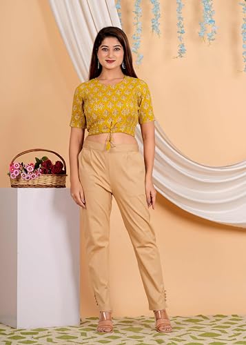Image of Yash Gallery Women's Cotton Zig-Zag Printed Regular Regular Fit Short Sleeve Blouse