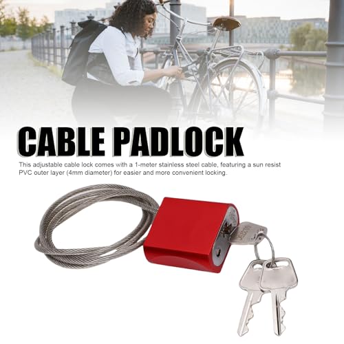 Marhynchus Cable Retráctil para Candado de Bicicleta, Cable de Seguridad Ajustable de 3,3 Pies con Cuerpo de Aleación de Aluminio, Revestimiento de PVC Resistente Al Sol, para Bicicletas, - imagen 3