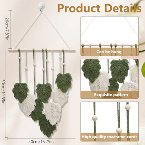 ORIGACH Kit de macramê 4 em 1 DIY para adultos iniciantes, kit fácil de pendurar na parede e gancho