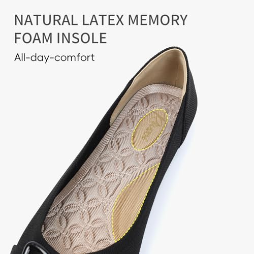 Comfortable Knit Ballet Flats Shoes for Women, Pointed Toe Womens Flats Arch Support Dress Shoes for Work Causal4