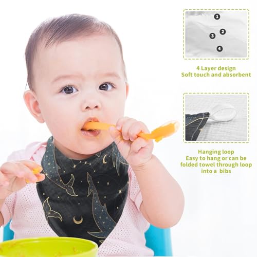 Image of vvfelixl Celestial Constellation Whale Baby Burp Cloths Baby Muslin Washcloths for Boys Girls Cotton Baby Face Towel for Newborn Infants Soft and Absorbent 11.8 X 11.8 in, 5 Pack