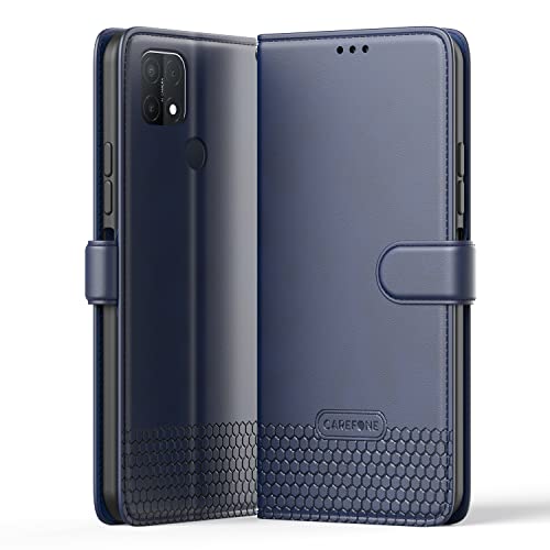 CareFone Flip Case Compatible for Oppo A15 | Wallet Style with Card Slot | Magnetic Closure Cover | Premium Leather Flip Case (Blue) Deal