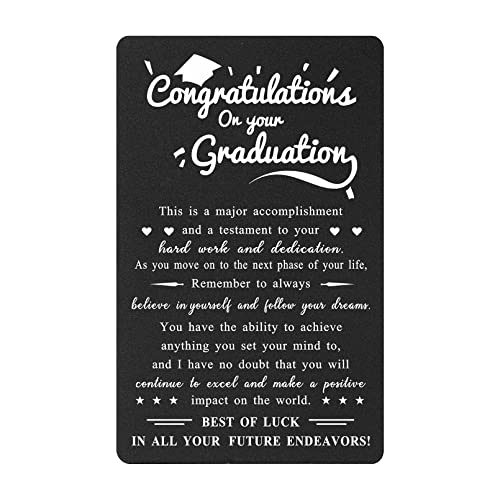 BAZLJY Graduation Cards - Metal Engraved Graduation Gifts for 2024 Grads in High School - College - or Grad School - 2024 Graduation Decorations
