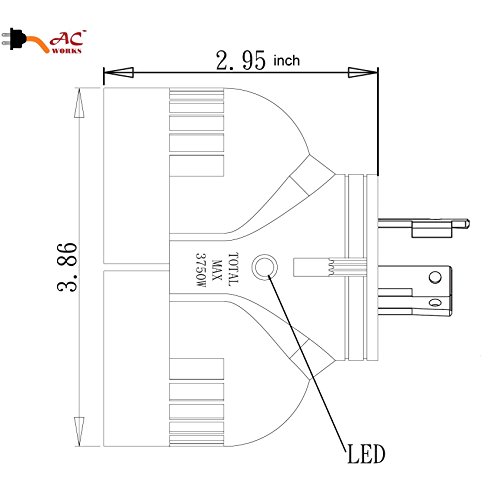 Ac Works L5-30 30Amp 3-Prong Locking Generator Distribution Cord (L5-30 To Duo 15/20A Household Compact) #TOP4