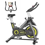WELYAS Exercise Bike Indoor Cycling Stationary Bike Silent Belt Drive Cardio Workout Fitness for Home Gym Bike with LCD Monitor, Comfortable Seat Cushion