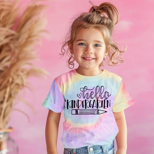 Image of KEKEMI Kid Girls First Day of School Shirt Hello Kindergarten First /Second /Third Grade Tshirt Back to School Tees Tops 4-10Y