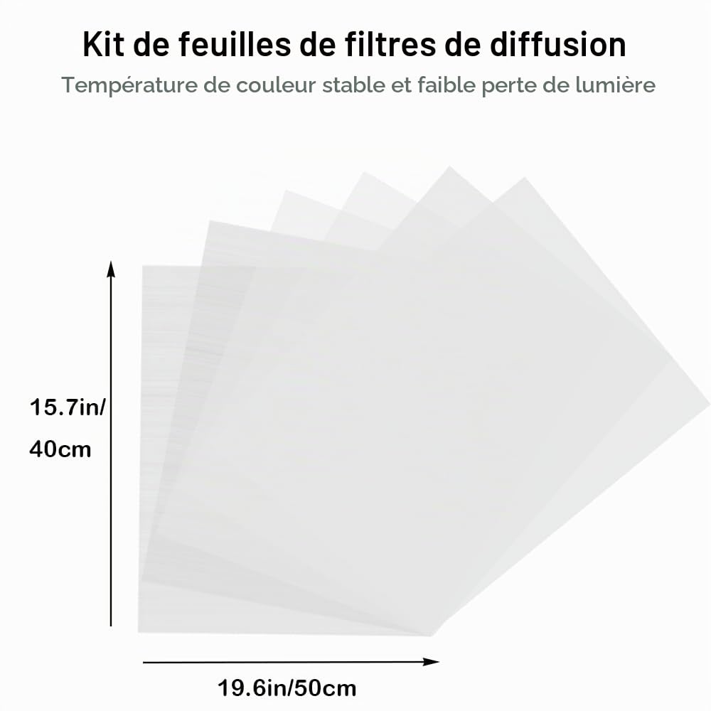 Diffusion Lot de 6 Feuilles filtrantes en Gel pour Photographie vidéo 40 x 50 cm