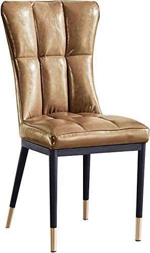 Juego de 2 sillas de comedor tapizadas de cuero mate modernas de mediados de siglo para cocina, comedor, patas de metal, sillas de sala de estar