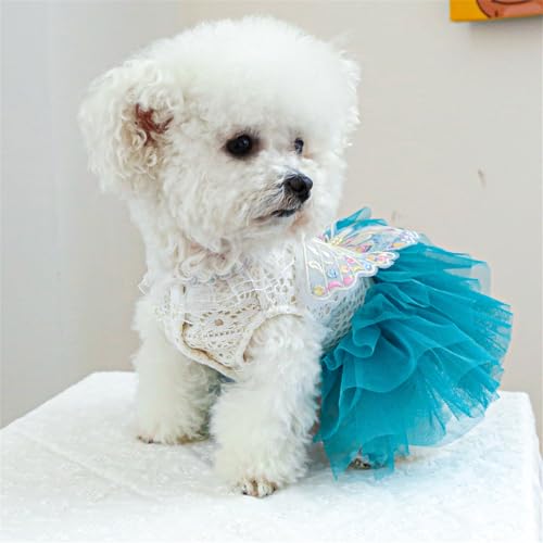 Disfraz vintage para perros vestido de tul mariposa azul XL miniatura 6