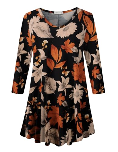 Image of LARACE Plus Size Tops for Women 3 /4 Sleeve Shirts V Neck Tunic Tops Blouses