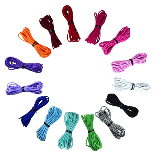 FOONEA 33 Yards 2mm Elastic Band Cord Bracelet String Rubber Rope 15 Colors 6.6ft/pcs for Bracelet Beading Jewelry Making
