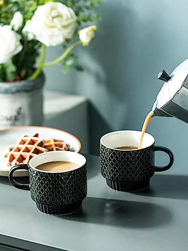 Lyeoboh COFFEE MUG SET 13 Oz., Ceramic Embossed Grinding Demitasse Cups Set Cappuccino Cup Halloween thumb #6
