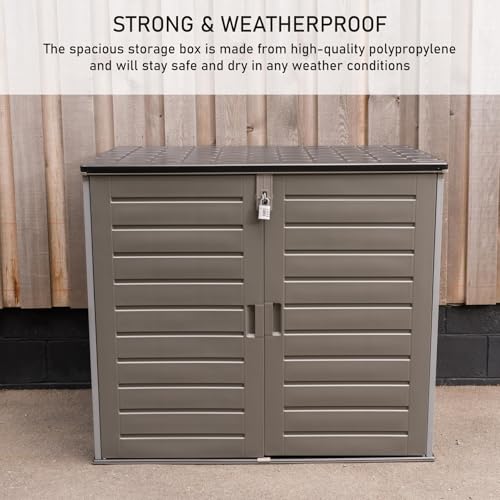 Olsen & Smith 1170L Extra Large XL Outdoor Garden Storage Box with Padlock - Huge Capacity Plastic Shed Wheelie Bin Box Cabinet Cupboard - Ideal for 2x230L Wheelie Bins, Garden Tools, Toys & Much More