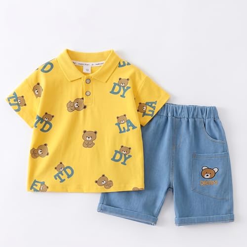 Image of Krishn Creations Kids Clothes for Boys | Cotton Printed Half Sleeve T-shirt and Shorts Baby Boy Dress | Casual Wear Kids Clothes