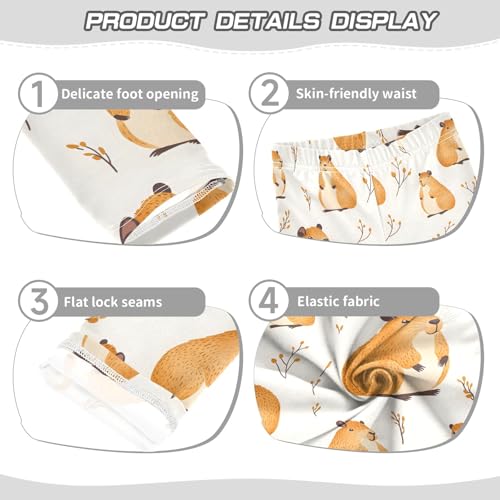 Capybara Grass Brown A Girls Leggings Athletic Pants Tights Stretch Bottom3