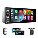 Single Din Car Stereo 6' Wireless CarPlay & Android Auto in-Cell Touchscreen,Bluetooth,FM/AM Car Radio,Mirror Link,SWC,EQ,USB&Type-C,GPS Navigation,Backup Camera